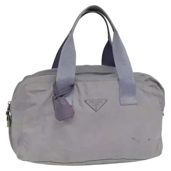 PRADA Boston Bag Nylon Purple Silver
